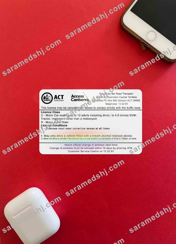 Australia Capital state driving license photolook BACK